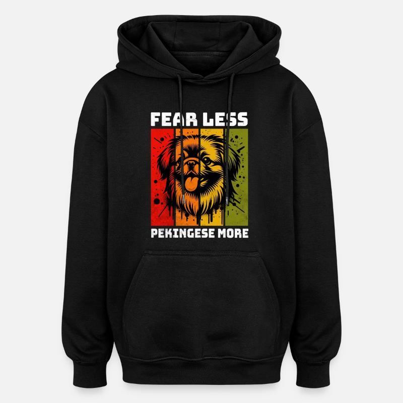 Pékinois pékinois - Sweat à capuche oversize unisexe - noir