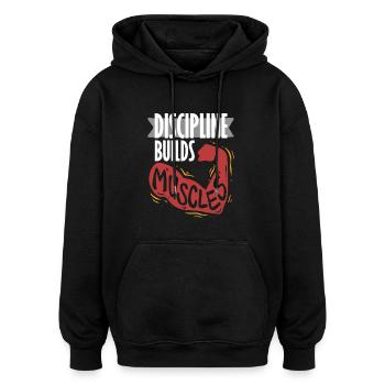 La discipline du coach sportif développe les muscles - Sweat à capuche oversize unisexe - noir - Devant - Noah (186cm)