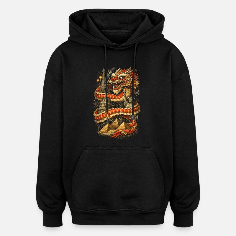 Danse du Dragon Drachentanz - Sweat à capuche oversize unisexe - noir