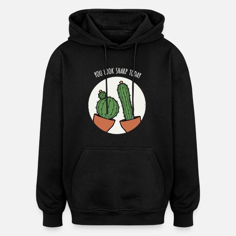 Cactus Wordplay - Oversized Unisex Hoodie - black
