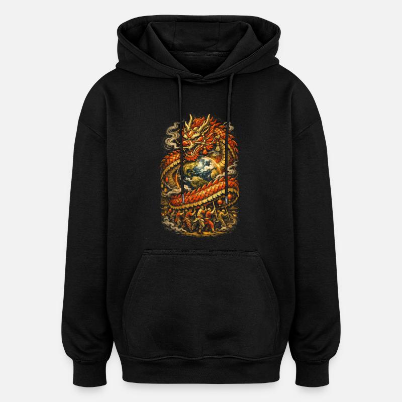 Danse du Dragon Drachentanz - Sweat à capuche oversize unisexe - noir