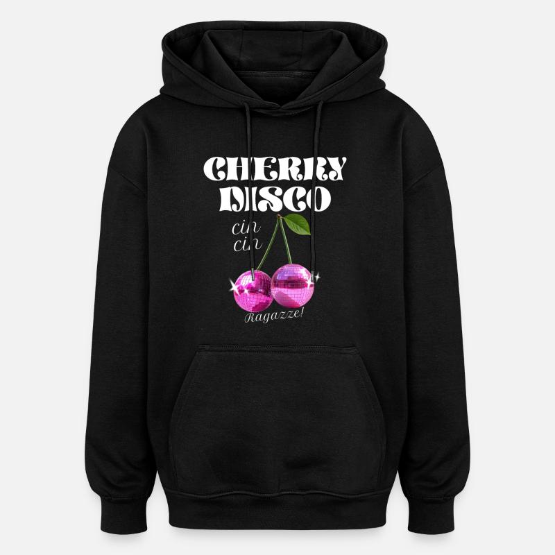 Cherry Disco Glam - Oversized Unisex Hoodie - black