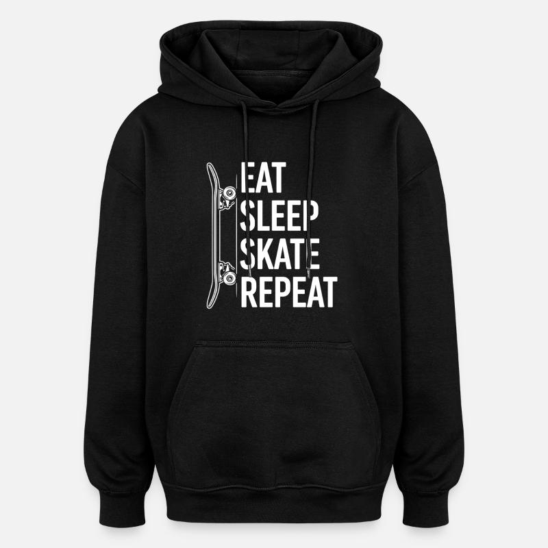 Mangez Spatin Répétez | Skateboard - Sweat à capuche oversize unisexe - noir