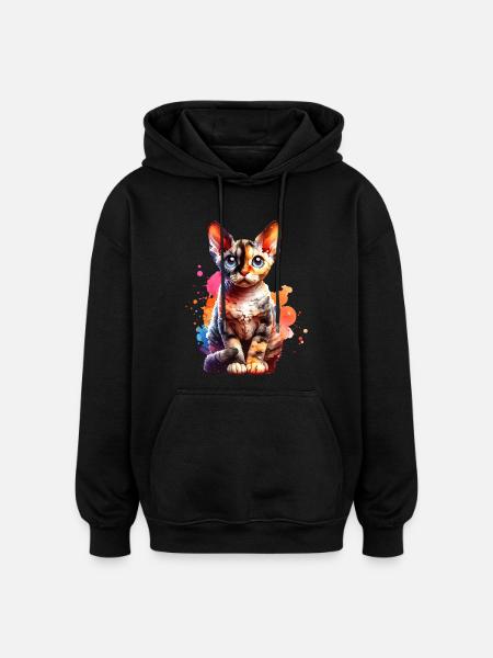Devon Rex Geschenk - Oversized Unisex Hoodie - Schwarz