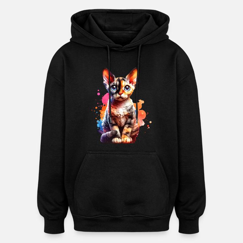 Devon Rex Geschenk - Oversized Unisex Hoodie - Schwarz