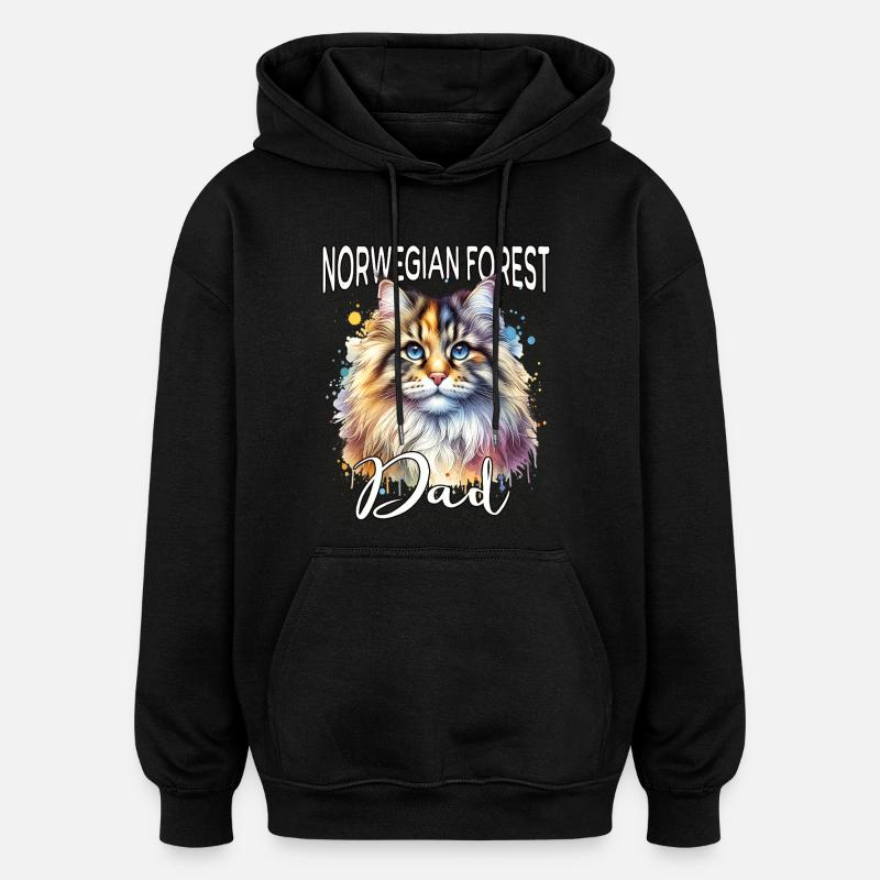Norwegian Forest Cat Dad - Oversized Unisex Hoodie - black