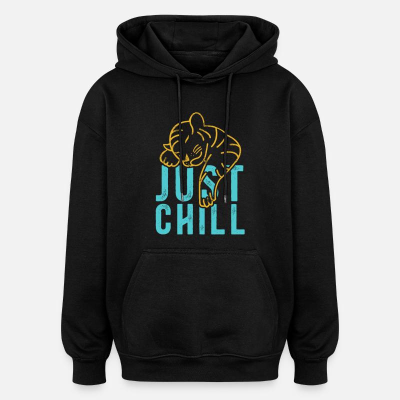 Juste Chill Tiger – Diction détendue - Sweat à capuche oversize unisexe - noir