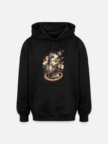 Farbratte Fancy Rat Großmaus Hausratte - Oversized Unisex Hoodie - Schwarz