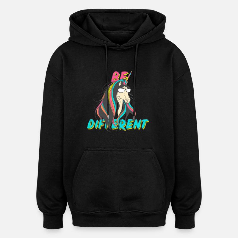 Be Different Nerd Einhorn Party - Oversized Unisex Hoodie - Schwarz
