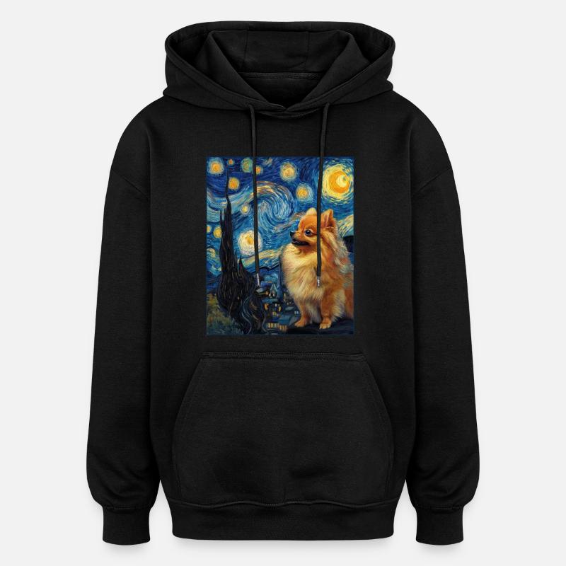 Zwergspitz Spitz Pomeranian - Sweat à capuche oversize unisexe - noir