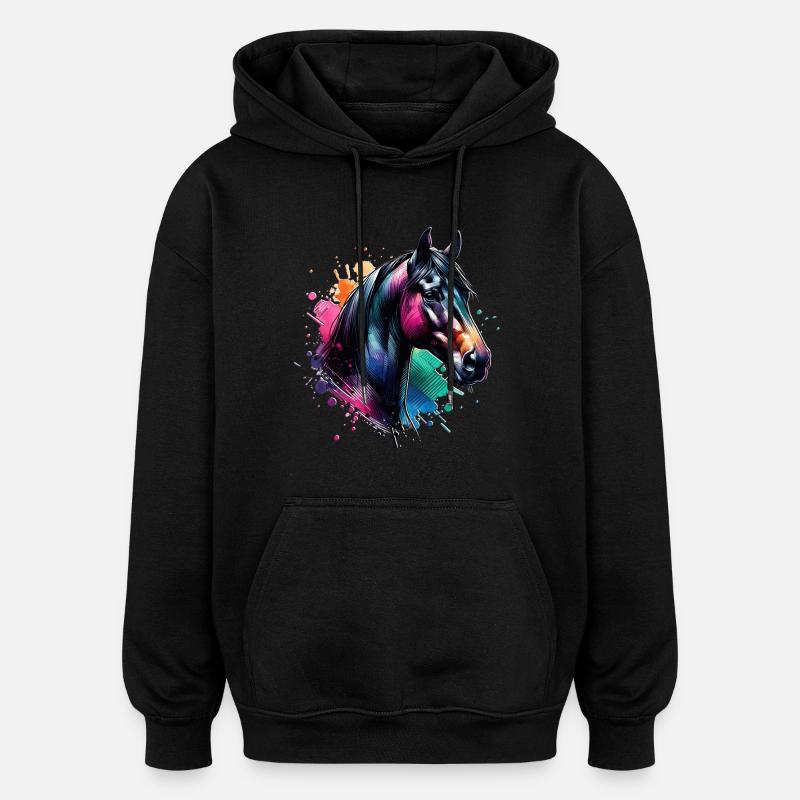 Cheval au motif hanovrien - Sweat à capuche oversize unisexe - noir