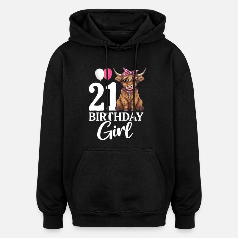 Fille d’anniversaire de 21 ans - Sweat à capuche oversize unisexe - noir