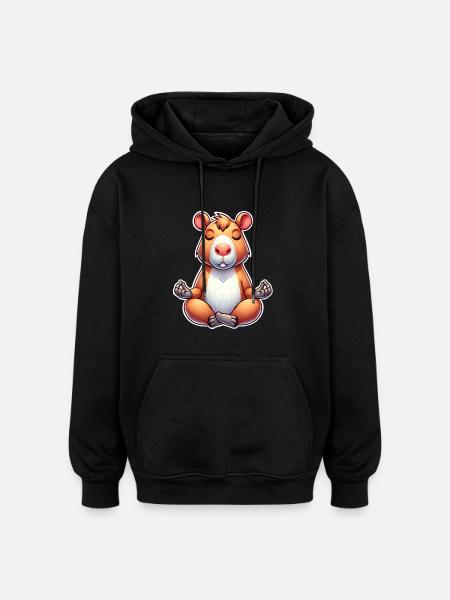 Capybara Yoga Meditation - Oversized Unisex Hoodie - black
