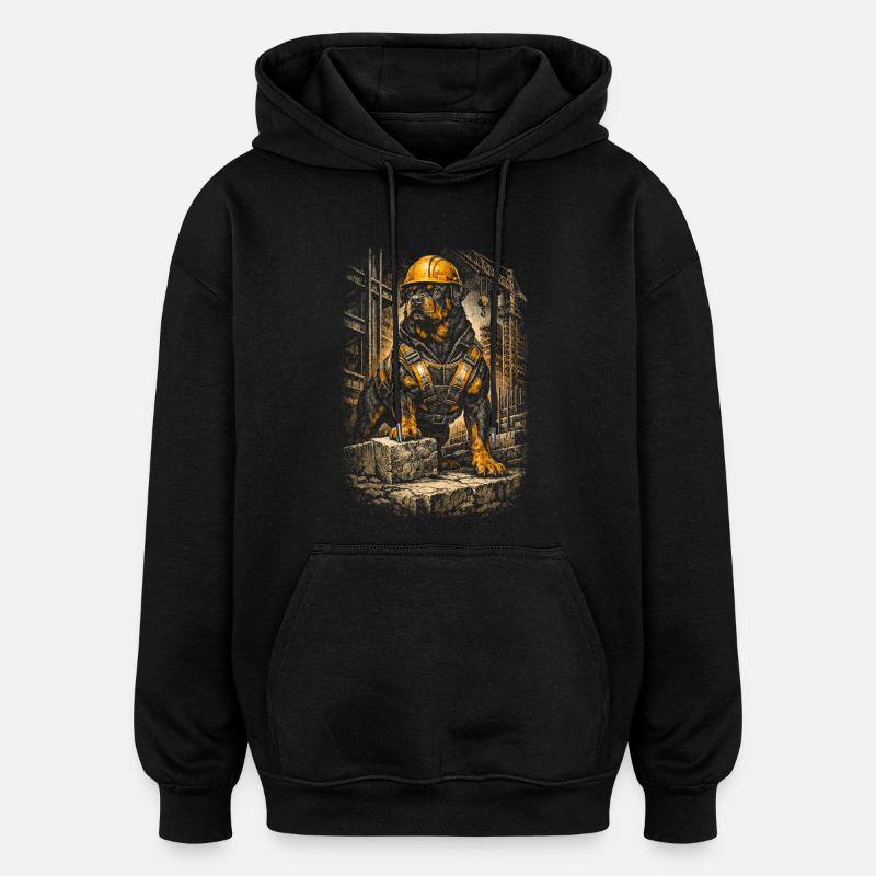 Rottweiler Dog ouvrier du bâtiment - Sweat à capuche oversize unisexe - noir