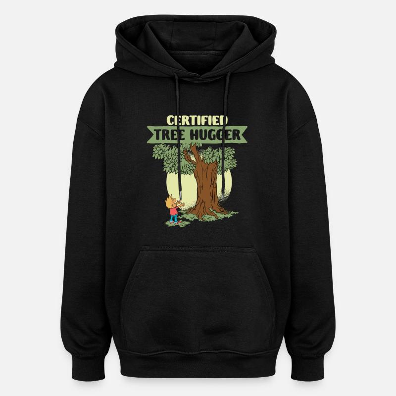 Écologue Écologie Certifié Écroissage d’Arbres - Sweat à capuche oversize unisexe - noir