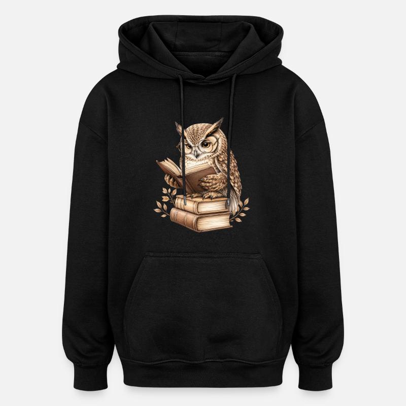 Leseeule - Oversized Unisex Hoodie - Schwarz