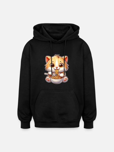 Kitten Spaghetti Pasta - Oversized Unisex Hoodie - black