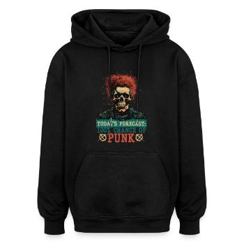 Punk Pour Un Jour - Sweat à capuche oversize unisexe - noir - Devant - Noah (186cm)
