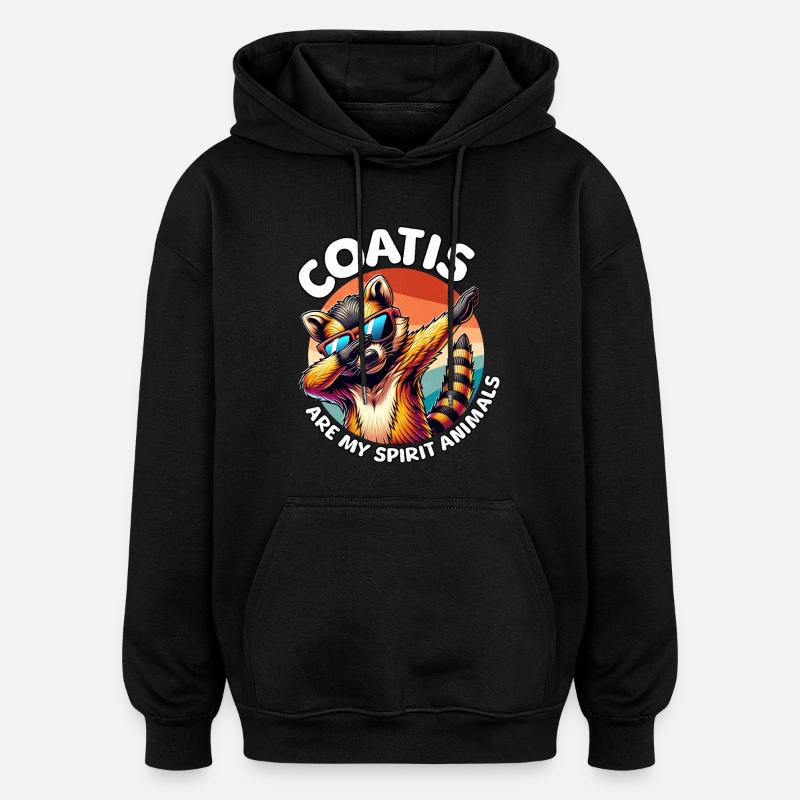 Drôles de dictons Coati - Sweat à capuche oversize unisexe - noir