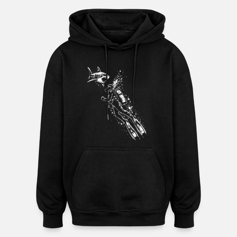 Chemise sous-marine Diver Shark - Sweat à capuche oversize unisexe - noir