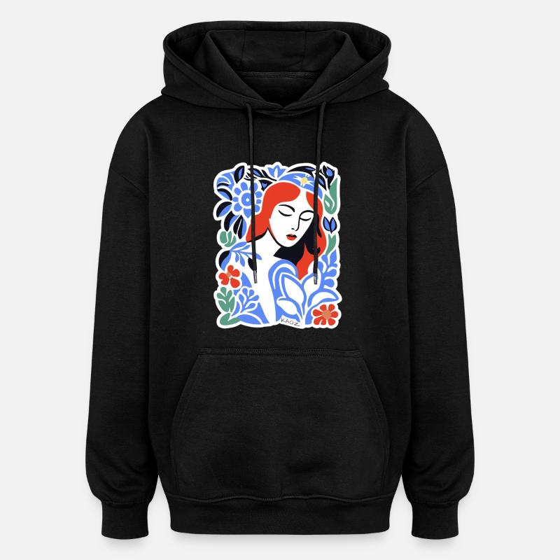 Portrait des fleurs bleues - Sweat à capuche oversize unisexe - noir