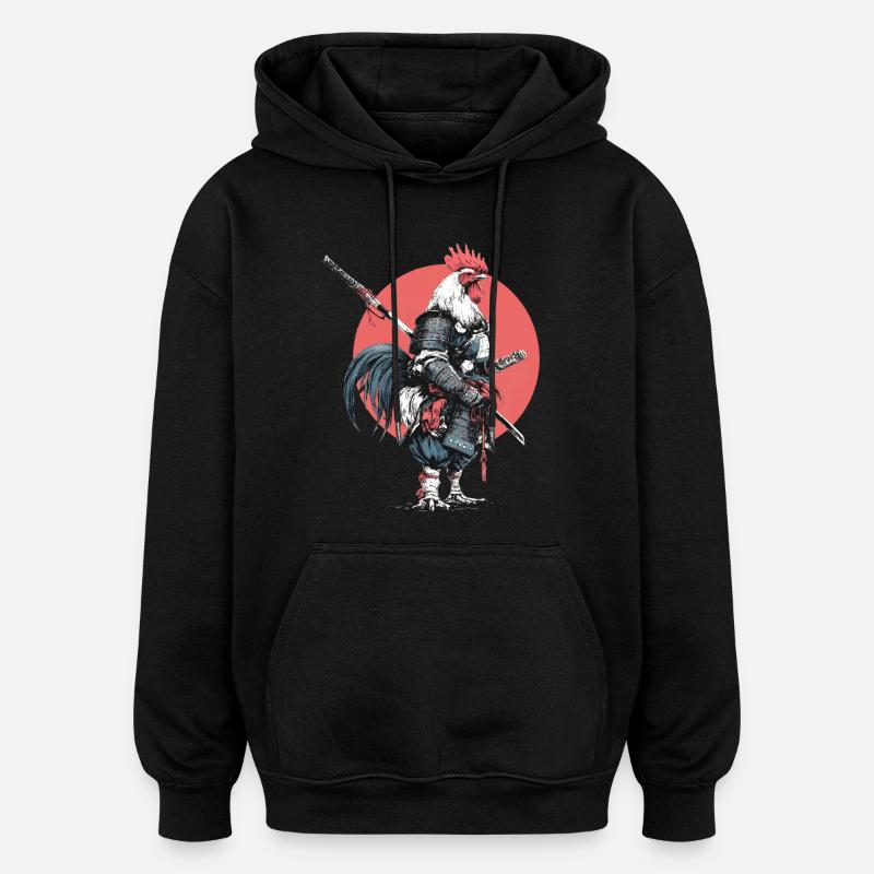 Samouraï Coq en armure - Sweat à capuche oversize unisexe - noir