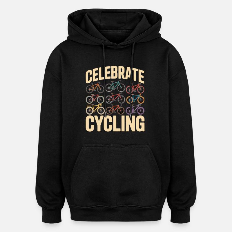 Célébrez le Cyclisme Rétro - Sweat à capuche oversize unisexe - noir