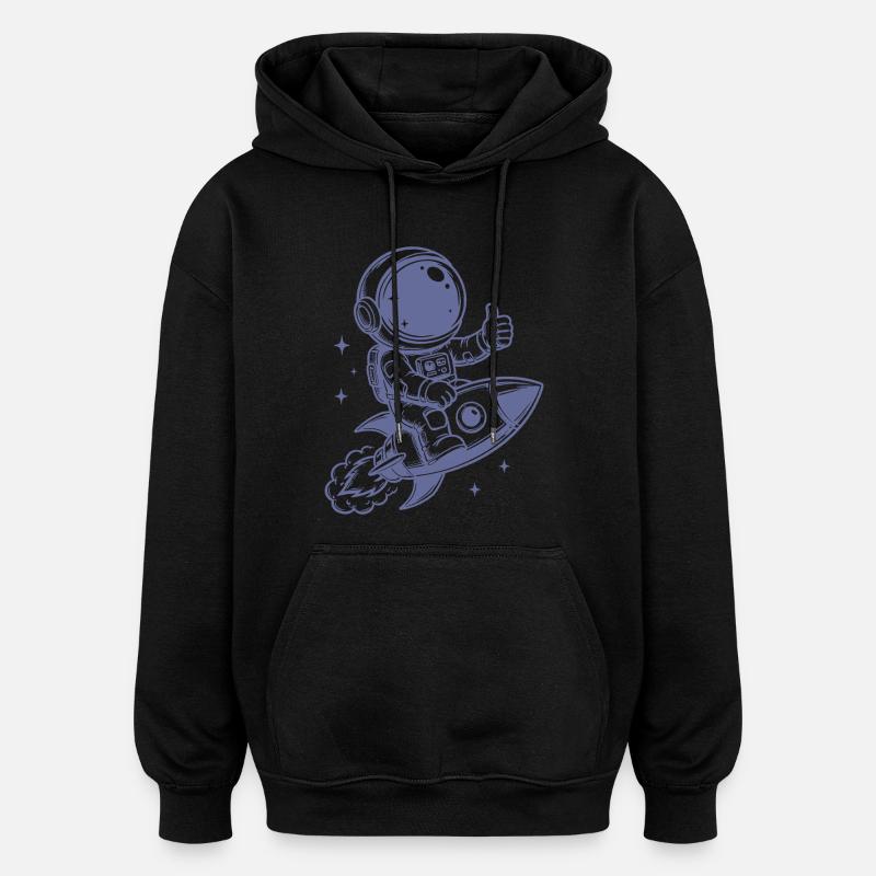 Astronaut on rocket space adventure - Oversized Unisex Hoodie - black