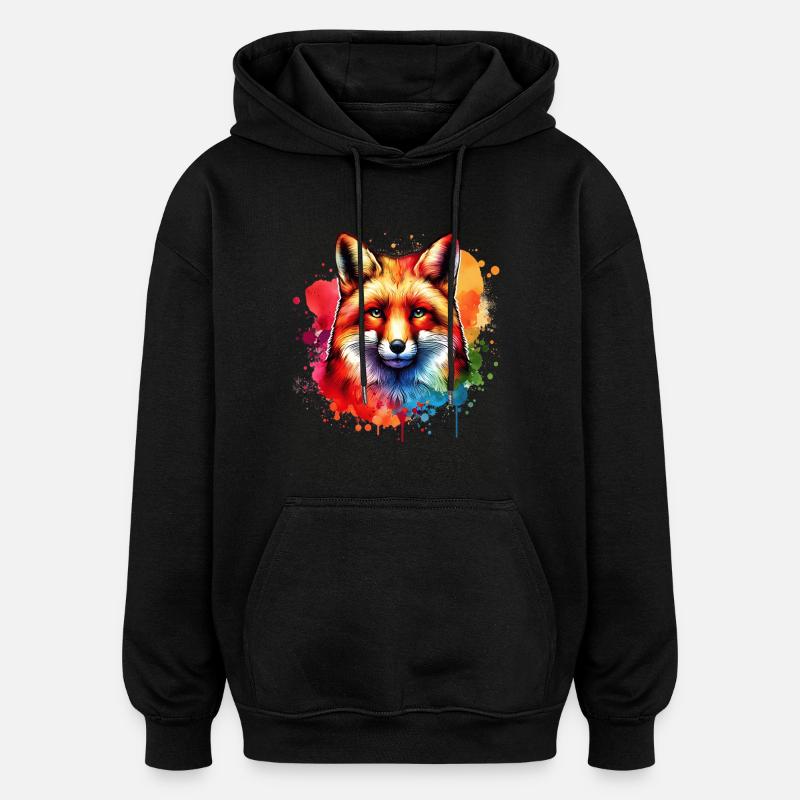 Motif Renard Rouge Renard - Sweat à capuche oversize unisexe - noir