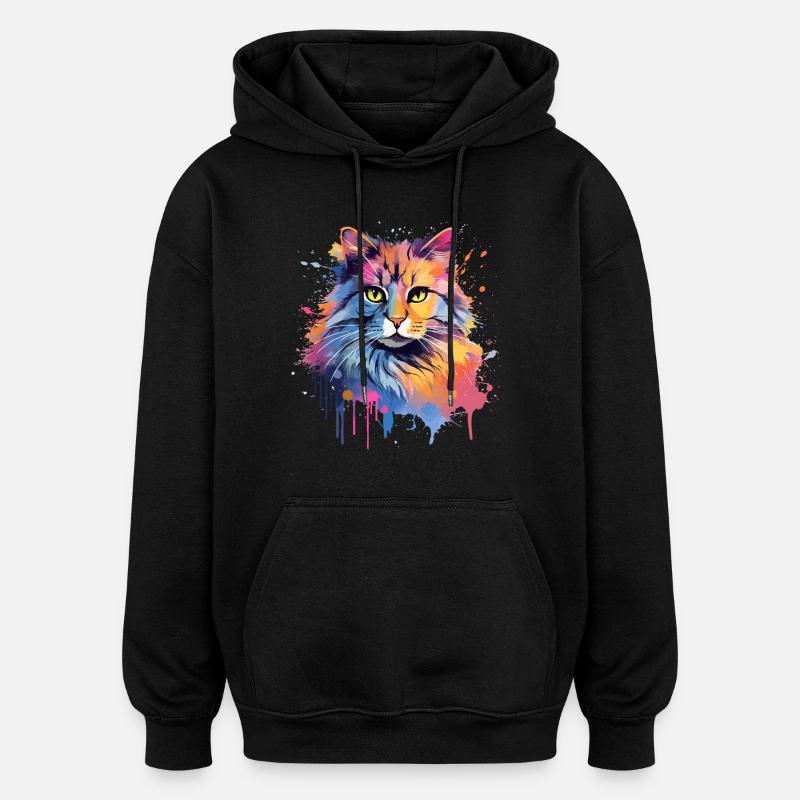 Amerikanischer Bobtail-Katzengesicht - Oversized Unisex Hoodie - Schwarz