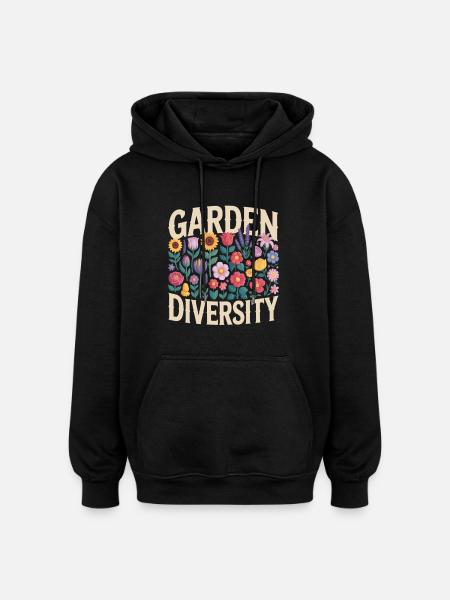 Jardin Diversité Florale - Sweat à capuche oversize unisexe - noir