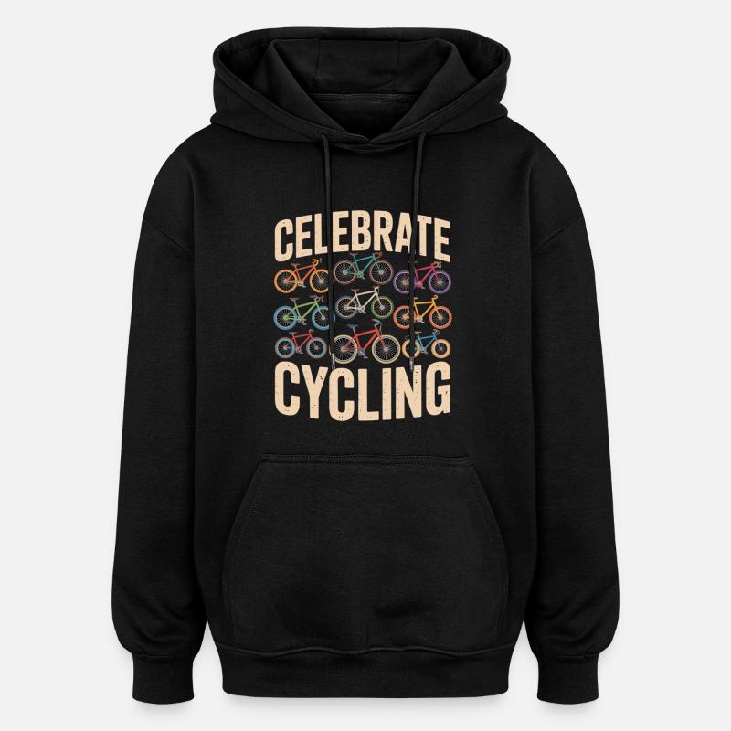 Célébrez le cyclisme rétro - Sweat à capuche oversize unisexe - noir