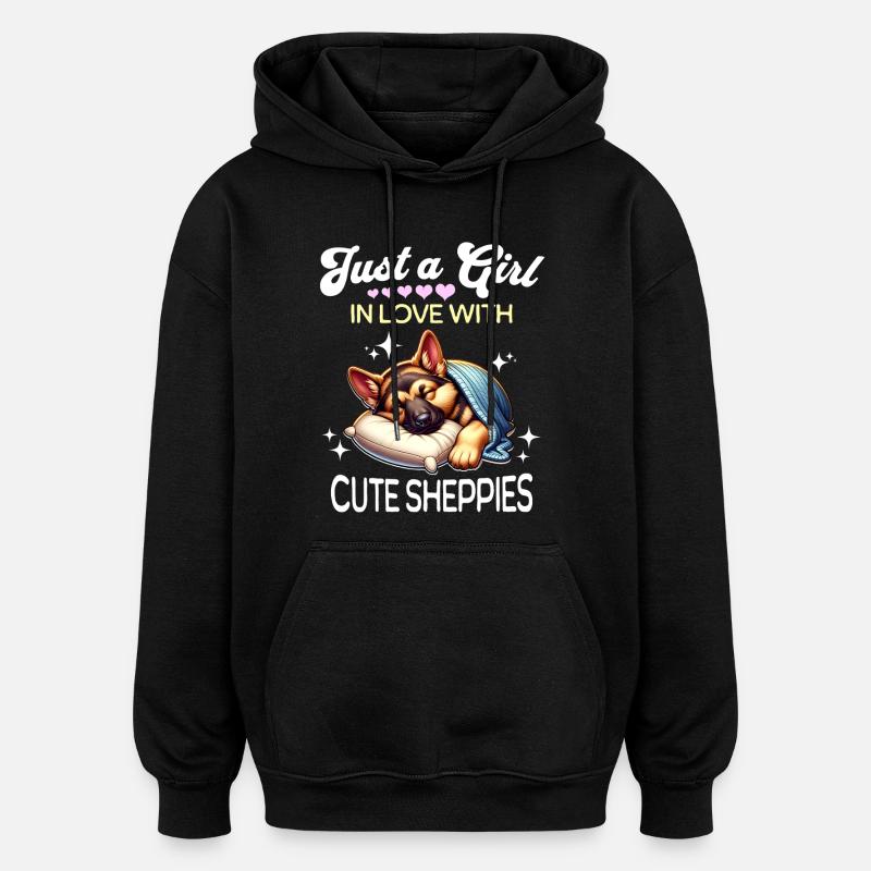 Deutscher Schäferhund Mädchen - Oversized Unisex Hoodie - Schwarz