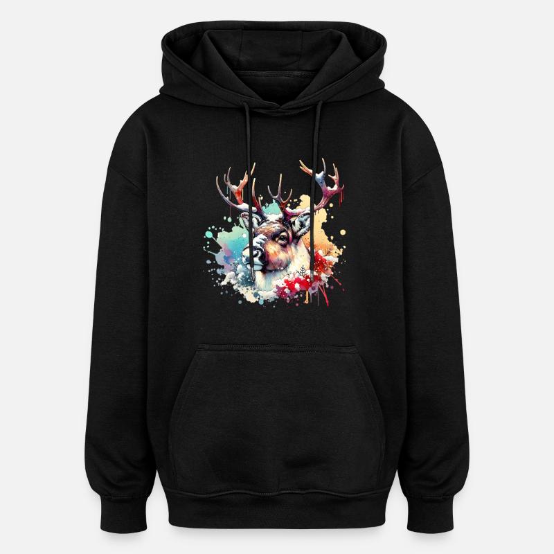 Reindeer Gift - Oversized Unisex Hoodie - black