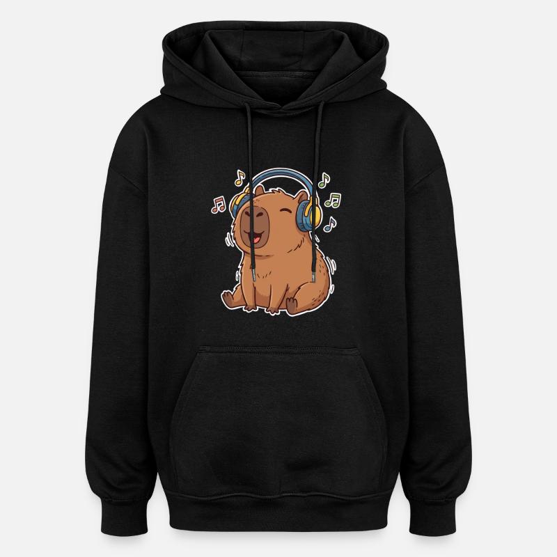 Chant de la musique capybara - Sweat à capuche oversize unisexe - noir
