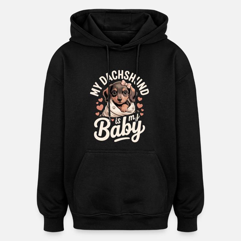 Bébé teckel - Sweat à capuche oversize unisexe - noir