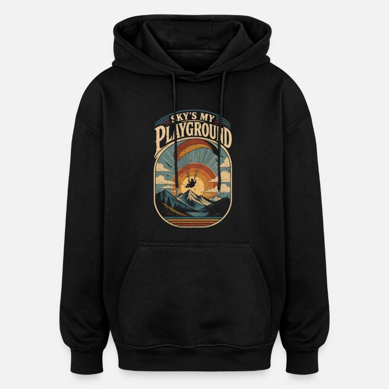 Parapente parapentiste Planeur - Sweat à capuche oversize unisexe - noir