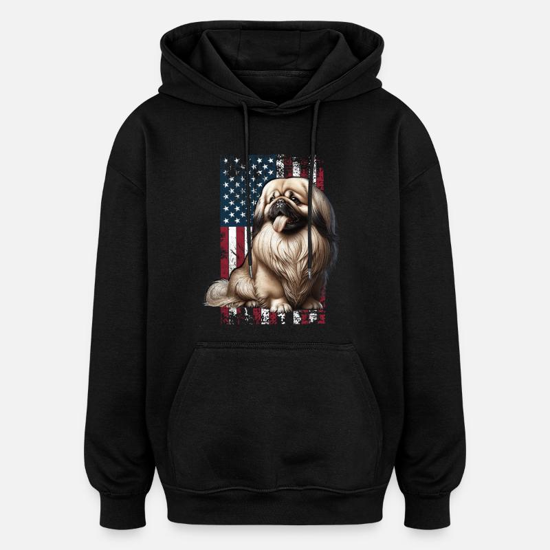 Pékinois américains - Sweat à capuche oversize unisexe - noir