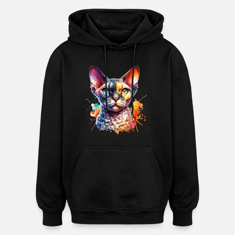Devon Rex Motiv - Oversized Unisex Hoodie - Schwarz
