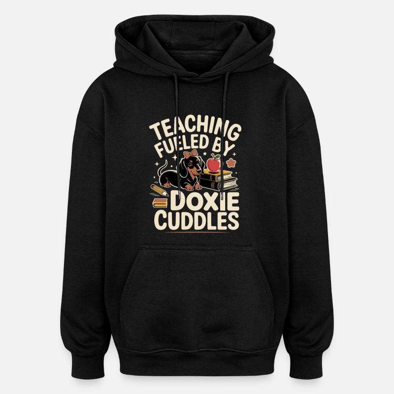 Enseignant teckel - Sweat à capuche oversize unisexe - noir