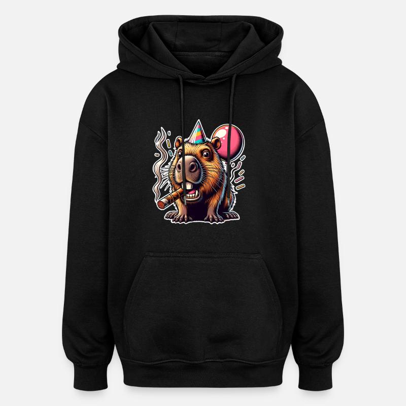 Fête de Capybara - Sweat à capuche oversize unisexe - noir