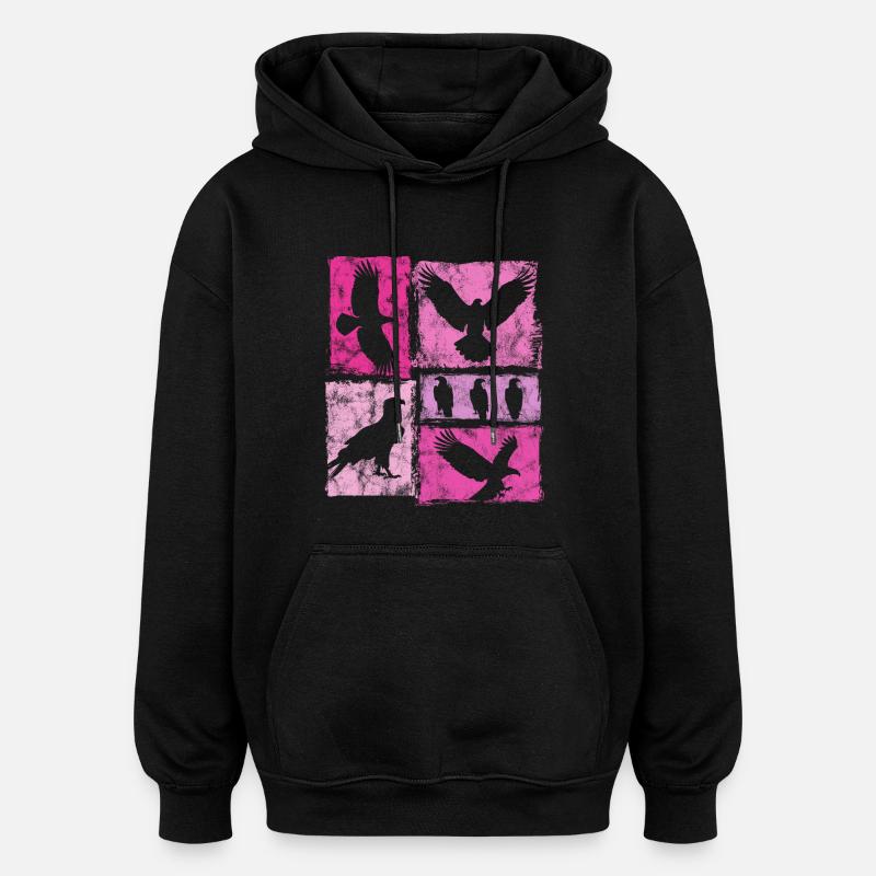 Eagle Retro Graphic Silhouettes - Oversized Unisex Hoodie - black