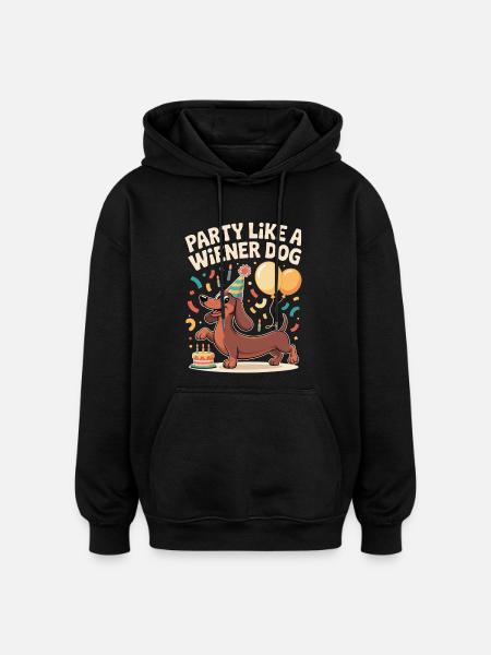 Fête teckel - Sweat à capuche oversize unisexe - noir