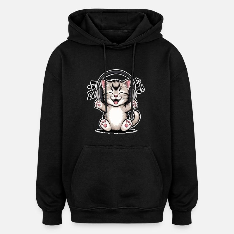 Musique des chats - Sweat à capuche oversize unisexe - noir
