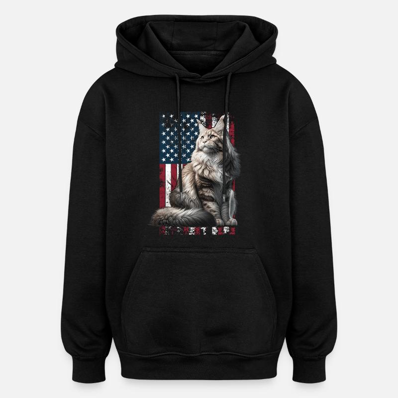 Maine Coon US Maine Coon - Sweat à capuche oversize unisexe - noir