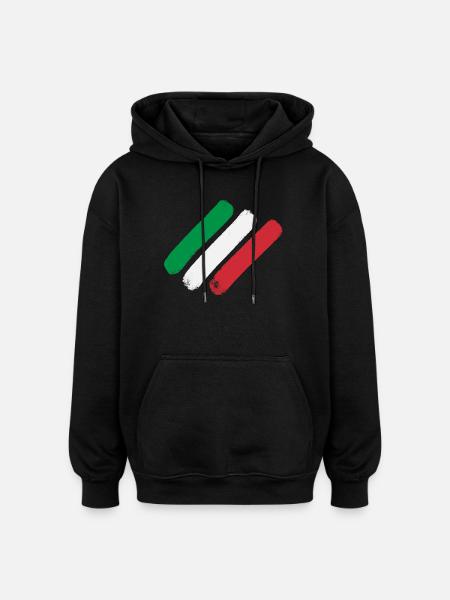 Italian Flag - Stripes - Oversized Unisex Hoodie - black