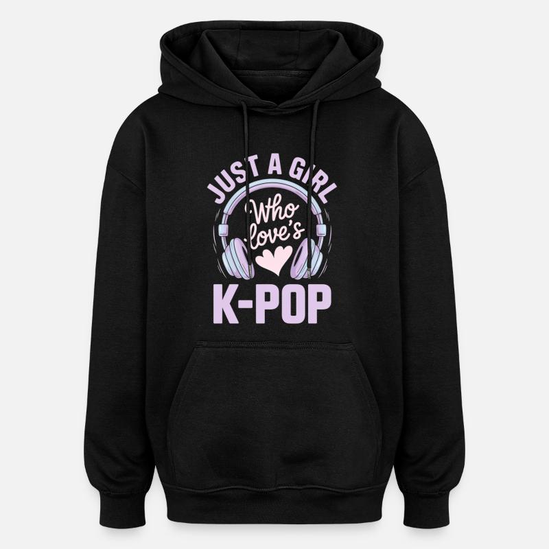 k pop - Sweat à capuche oversize unisexe - noir