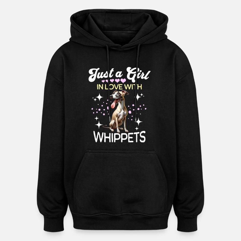 Windhund Mädchen - Oversized Unisex Hoodie - Schwarz