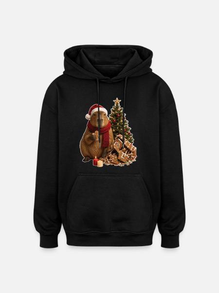Christmas Capybara Advent Magic - Oversized Unisex Hoodie - black
