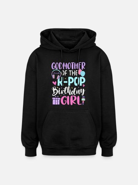Marraine de la fille d’anniversaire K-Pop - Sweat à capuche oversize unisexe - noir